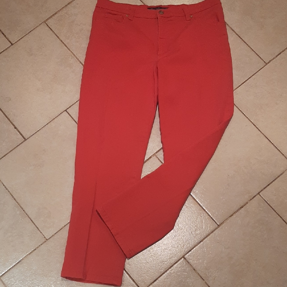 Gloria Vanderbilt💋SOFT PEACH🍑Red Straight Leg JEANS Size 14P